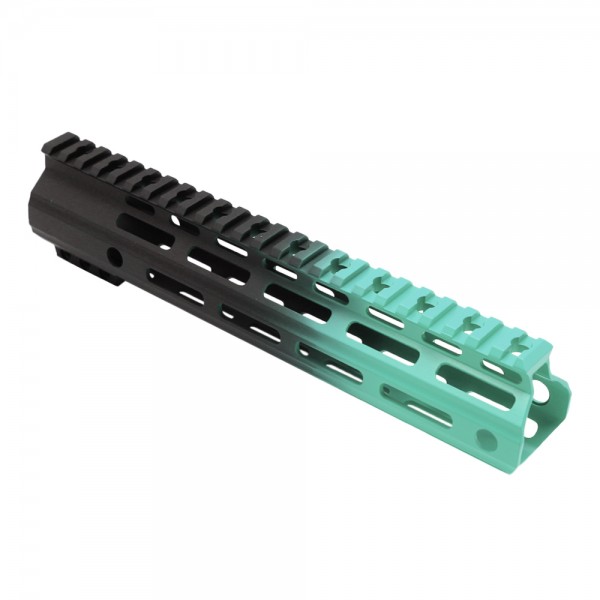 CERAKOTE GRADIENT| AR-15 ANGLE CUT CLAMP ON M-LOK 10 INCH HANDGUARD- BLACK BASE- GRADIENT- ROBINS EGG -MADE IN U.S.A